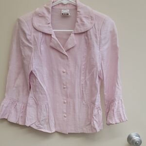 Elegant Light Pink Ruffle Blouse